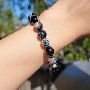 NEW 10MM BLACK AGATE STRETCH BRACELETS